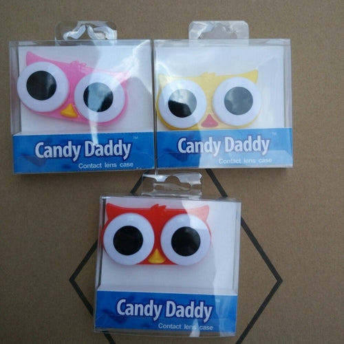 Estojo divertido para lentes de contacto em formato de coruja
