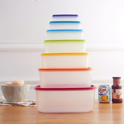 Conjunto de 7 Caixas de Armazenamento de Alimentos Arco-Íris