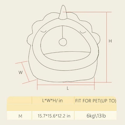 Casinha Adorável em Forma de Dinossauro para Animais de Estimação com Brinquedo