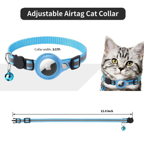 Coleira Refletora com Suporte para AirTag – Para Gatos e Cães