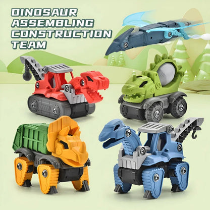 Conjunto de 5 dinossauros desmontáveis com berbequim elétrico – brinquedo de construção