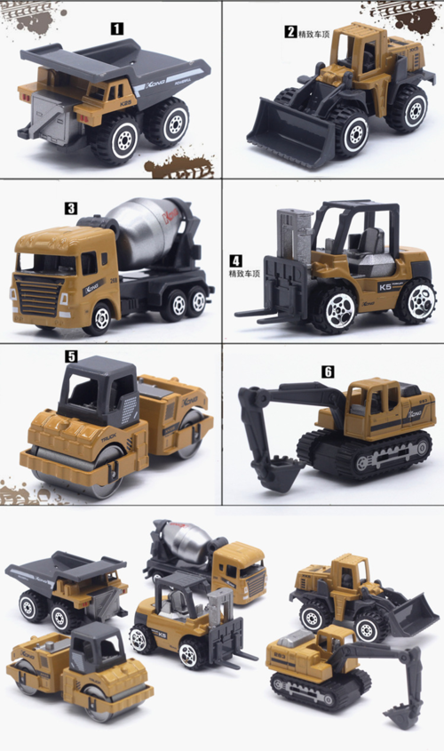 Conjunto de 6 carros de brincar em liga metálica – presente de aniversário para rapazes e crianças