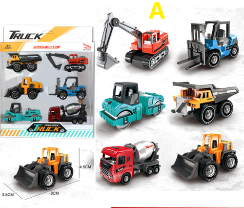 Conjunto de 6 carros de brincar em liga metálica – presente de aniversário para rapazes e crianças