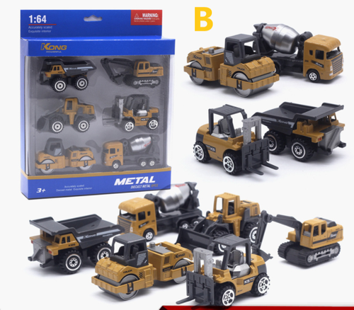 Conjunto de 6 carros de brincar em liga metálica – presente de aniversário para rapazes e crianças