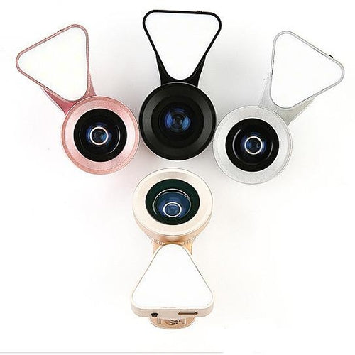 Glow Face — Lente Fotográfica 3 em 1 com Luz LED de Preenchimento